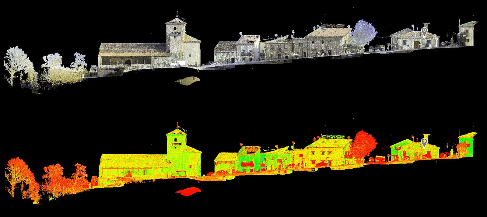 Point cloud image of Pradena del Rincon village in Spain taken with RTC360